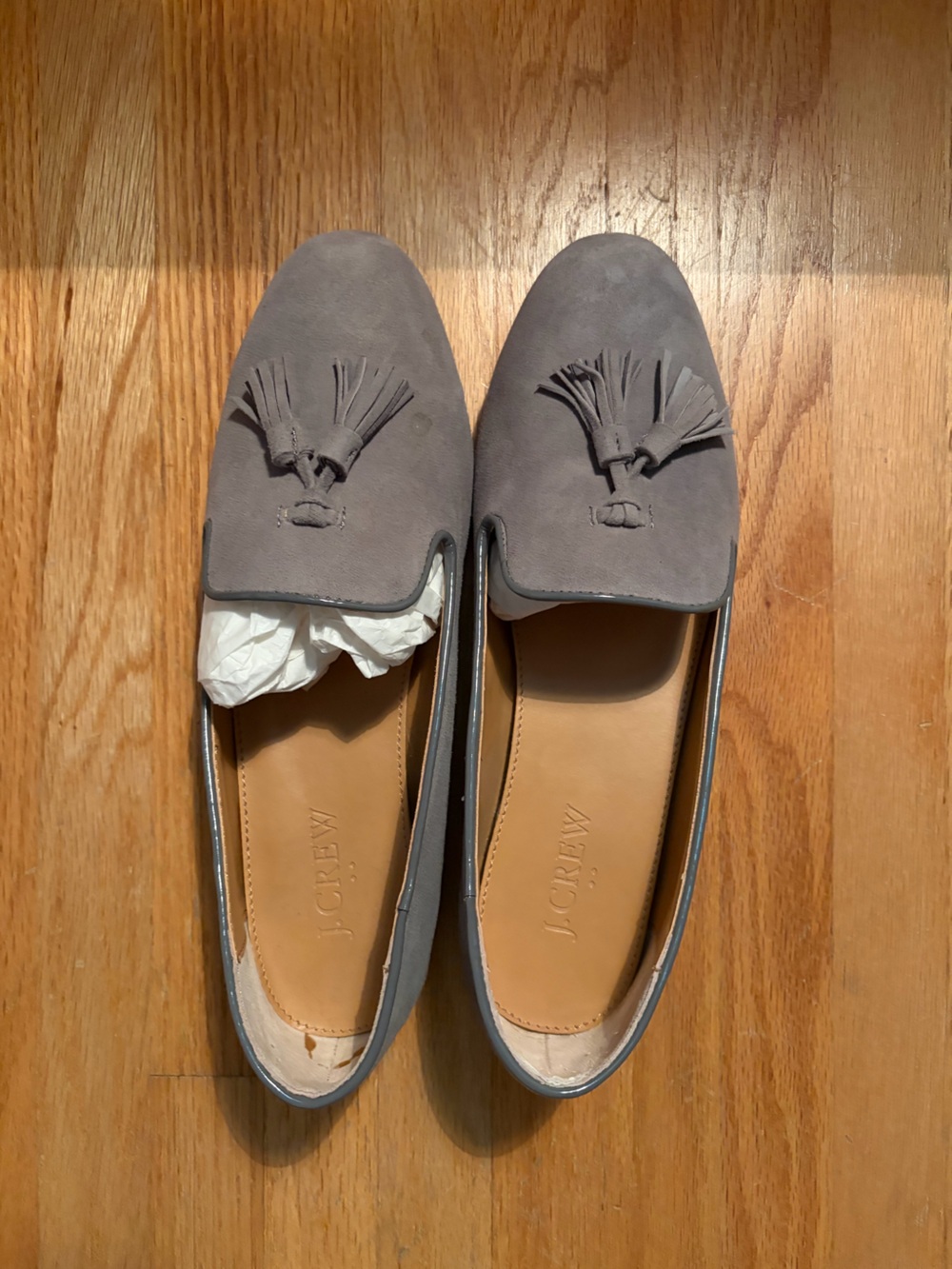 J. Crew Women’s Gray Suede Tassel Loafers